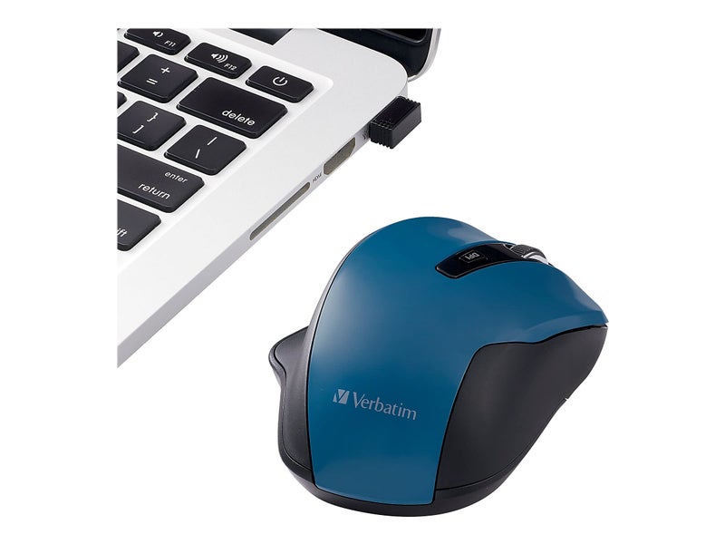 Verbatim 2.4G Wireless Ergonomic LED Silent Mouse - Noiseless and Silent Click Computer Mouse with Nano Receiver for Mac and PC - Graphite - Image 3